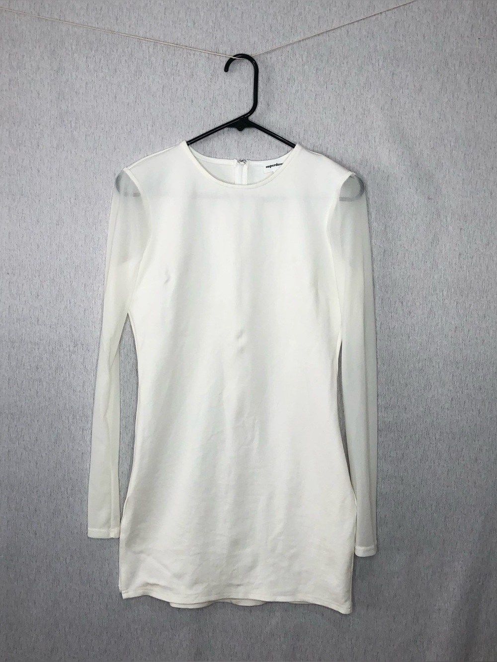 Superdown Nia Bodycon Mini Dress White Sheer Sleeves Size M